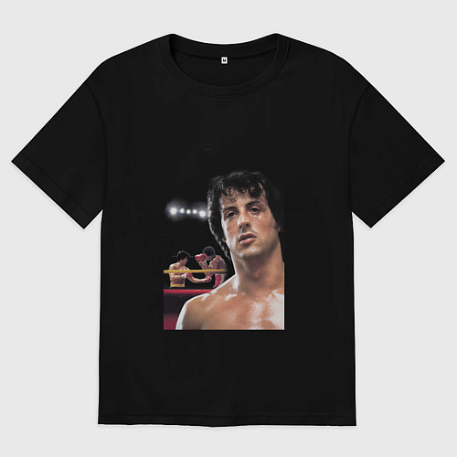 Женская футболка оверсайз Рокки Бальбоа / Черный – фото 1