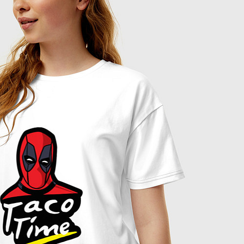 Женская футболка оверсайз Taco time / Белый – фото 3