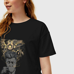 Футболка оверсайз женская Кофе Линча, цвет: черный — фото 2