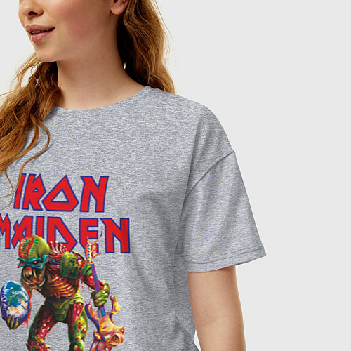 Женская футболка оверсайз Iron Maiden / Меланж – фото 3