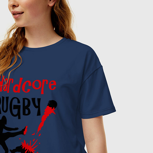 Женская футболка оверсайз Hardcore Rugby / Тёмно-синий – фото 3