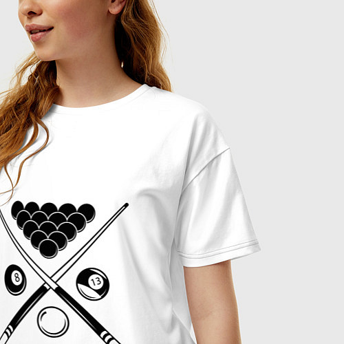 Женская футболка оверсайз Бильярд (пул) / Белый – фото 3