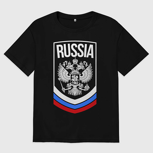 Женская футболка оверсайз Russia / Черный – фото 1