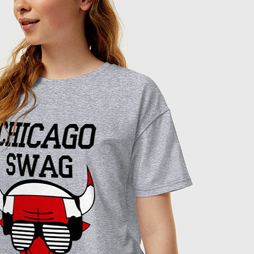 Женская футболка оверсайз Chicago SWAG / Меланж – фото 3