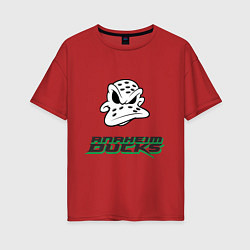 Футболка оверсайз женская HC Anaheim Ducks Art, цвет: красный