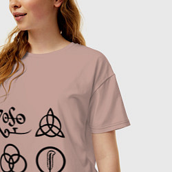 Футболка оверсайз женская Led Zeppelin: symbols, цвет: пыльно-розовый — фото 2