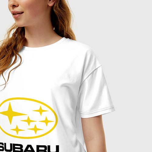 Женская футболка оверсайз Subaru Logo / Белый – фото 3