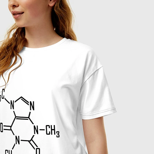 Женская футболка оверсайз Кофеин формула / Белый – фото 3