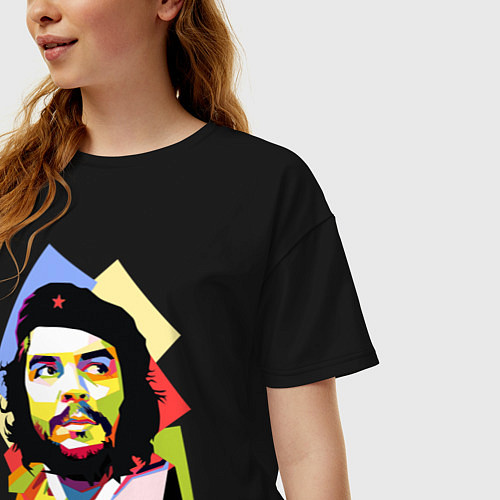 Женская футболка оверсайз Che Guevara Art / Черный – фото 3