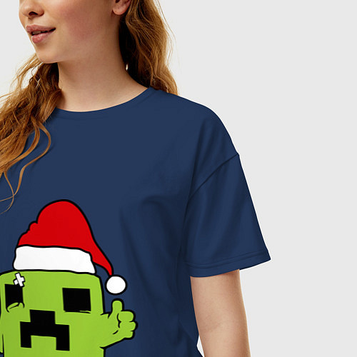 Женская футболка оверсайз Minecraft: New Year / Тёмно-синий – фото 3