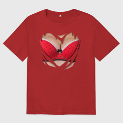 Футболка оверсайз женская Красный бюст, цвет: красный