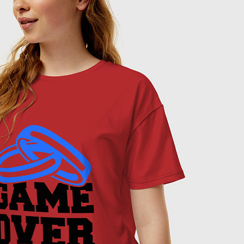 Женская футболка оверсайз Game over Свадьба / Красный – фото 3