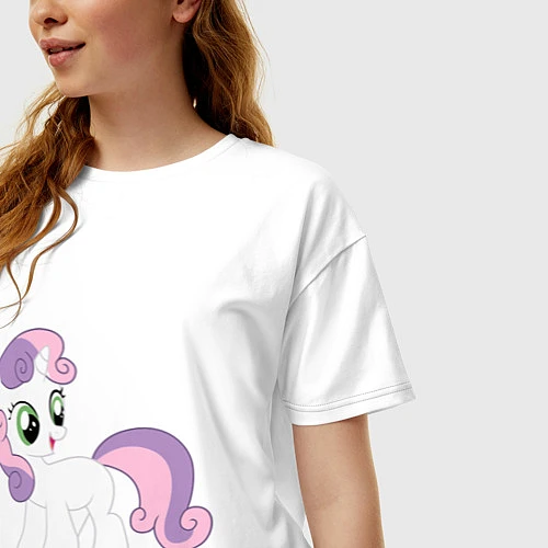 Женская футболка оверсайз Пони Крошка Бель / Белый – фото 3