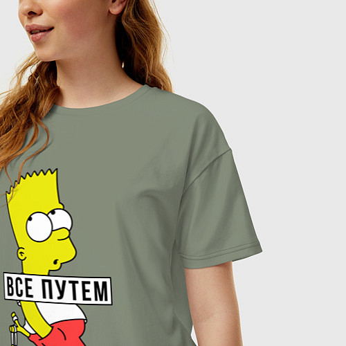 Женская футболка оверсайз Барт Симпсон: Все путем / Авокадо – фото 3