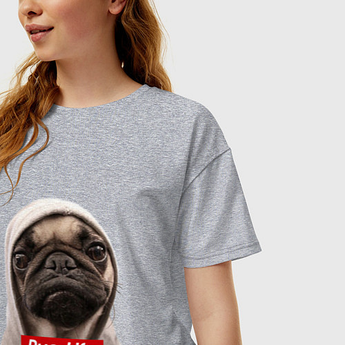 Женская футболка оверсайз Pug life / Меланж – фото 3