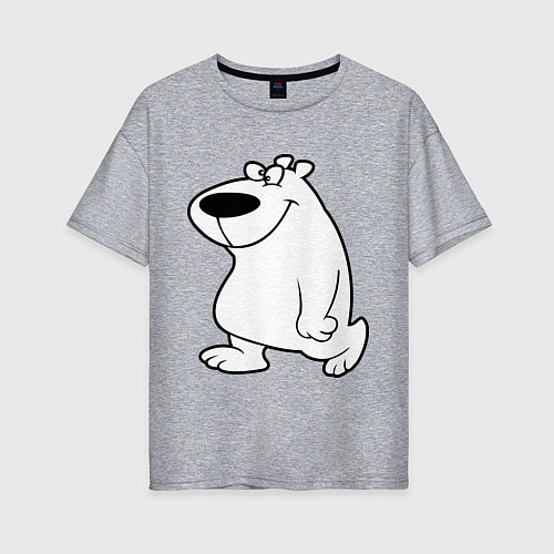 Женская футболка оверсайз Веселый белый медведь / Меланж – фото 1
