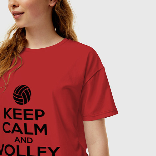 Женская футболка оверсайз Keep Calm & Volley On / Красный – фото 3