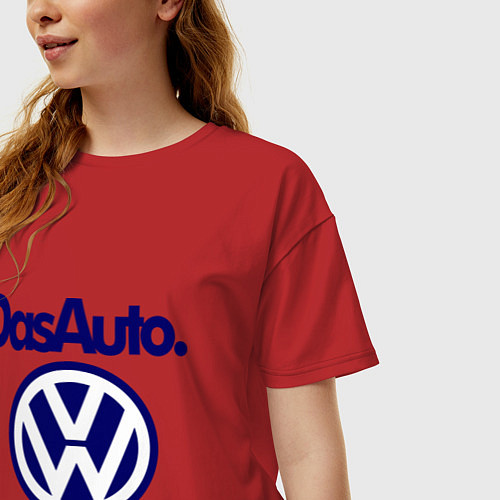 Женская футболка оверсайз Volkswagen Das Auto / Красный – фото 3