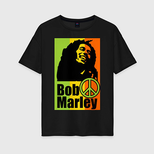 Женская футболка оверсайз Bob Marley: Jamaica / Черный – фото 1