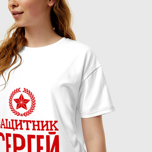 Женская футболка оверсайз Защитник Сергей / Белый – фото 3