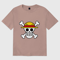 Футболка оверсайз женская Флаг Луффи, цвет: пыльно-розовый