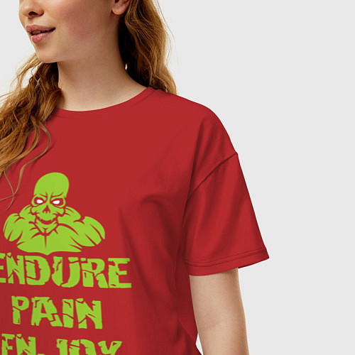 Женская футболка оверсайз Endure pain enjoy gain / Красный – фото 3