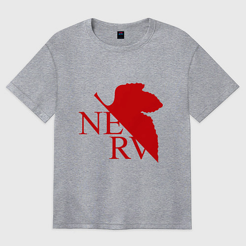 Женская футболка оверсайз Евангелион NERV / Меланж – фото 1