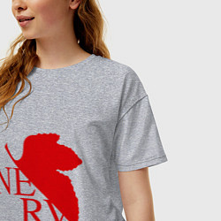 Футболка оверсайз женская Евангелион NERV, цвет: меланж — фото 2