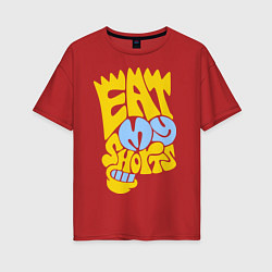 Футболка оверсайз женская Bart: Eat my shorts, цвет: красный