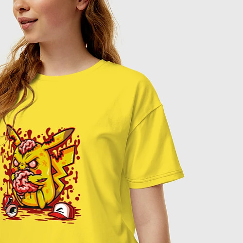 Женская футболка оверсайз Пикачу зомби / Желтый – фото 3