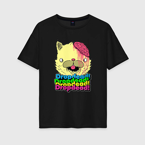 Женская футболка оверсайз Dropdead Kitty / Черный – фото 1