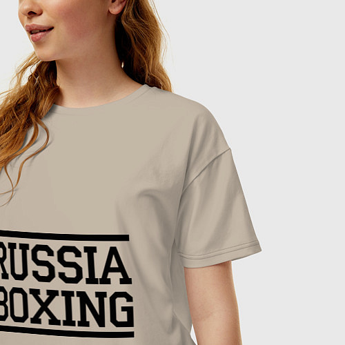 Женская футболка оверсайз Russia boxing / Миндальный – фото 3