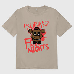 Футболка оверсайз женская I Survived Five Night, цвет: миндальный