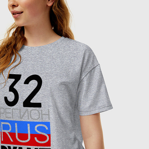 Женская футболка оверсайз 32 регион рулит / Меланж – фото 3