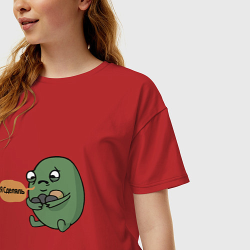 Женская футболка оверсайз Я сделяль / Красный – фото 3