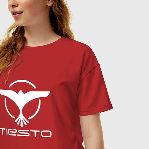 Женская футболка оверсайз Tiesto / Красный – фото 3