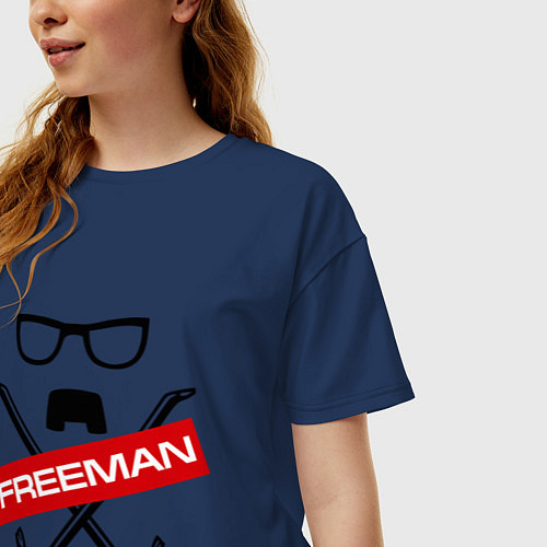 Женская футболка оверсайз Freeman Pack / Тёмно-синий – фото 3