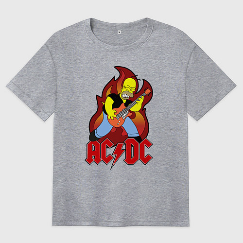 Женская футболка оверсайз AC/DC Homer / Меланж – фото 1