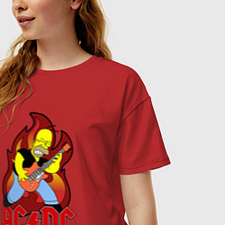 Футболка оверсайз женская AC/DC Homer, цвет: красный — фото 2