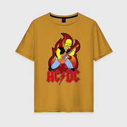 Футболка оверсайз женская AC/DC Homer, цвет: горчичный