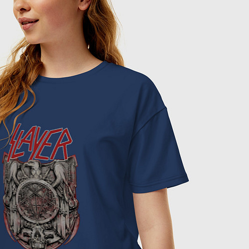 Женская футболка оверсайз Slayer Eagle / Тёмно-синий – фото 3