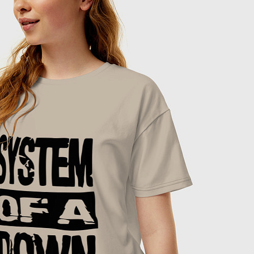 Женская футболка оверсайз System Of A Down / Миндальный – фото 3
