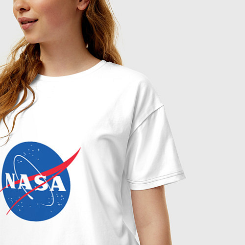 Женская футболка оверсайз NASA: Logo / Белый – фото 3