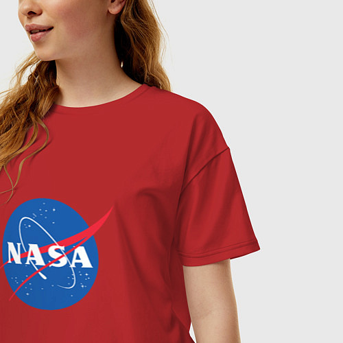 Женская футболка оверсайз NASA: Logo / Красный – фото 3