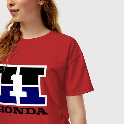 Женская футболка оверсайз Honda / Красный – фото 3