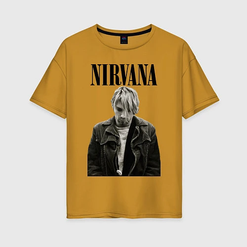 Женская футболка оверсайз Kurt Cobain: Young / Горчичный – фото 1