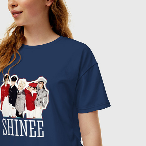 Женская футболка оверсайз Shinee / Тёмно-синий – фото 3