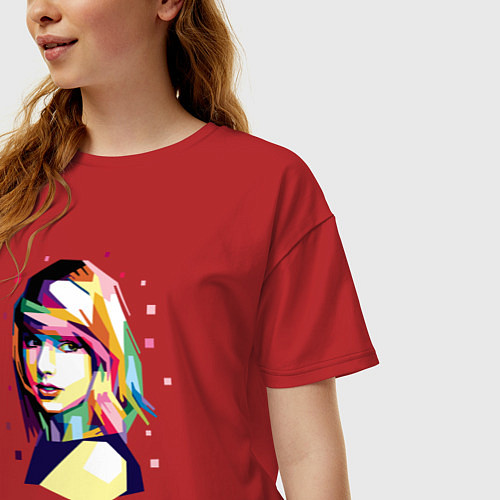 Женская футболка оверсайз Taylor Swift Art / Красный – фото 3
