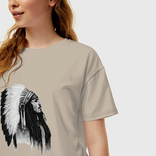 Женская футболка оверсайз Джонни Депп / Миндальный – фото 3