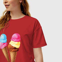 Футболка оверсайз женская Мороженое, цвет: красный — фото 2